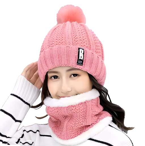 Women's  Winter Soft Warm 1 Set Snow Proof Ball Cap / Woolen Beanie Cap with Scarf