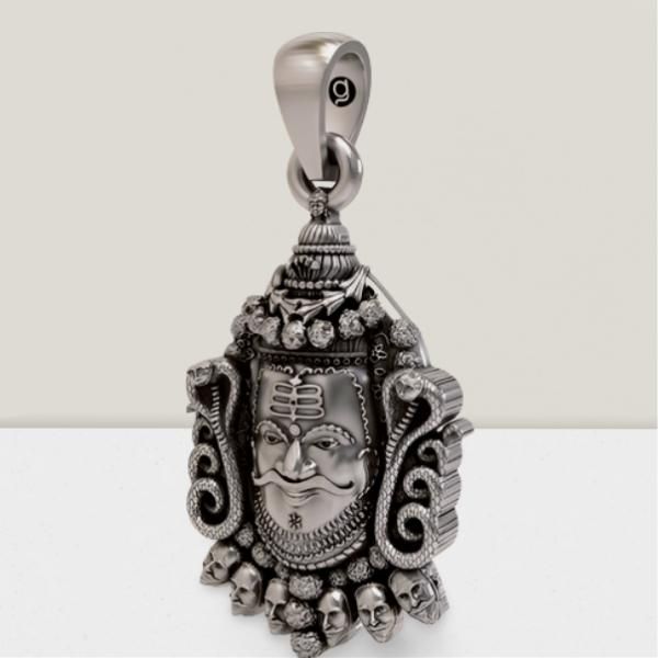 Silver Mahakal Pendant WIth Chain