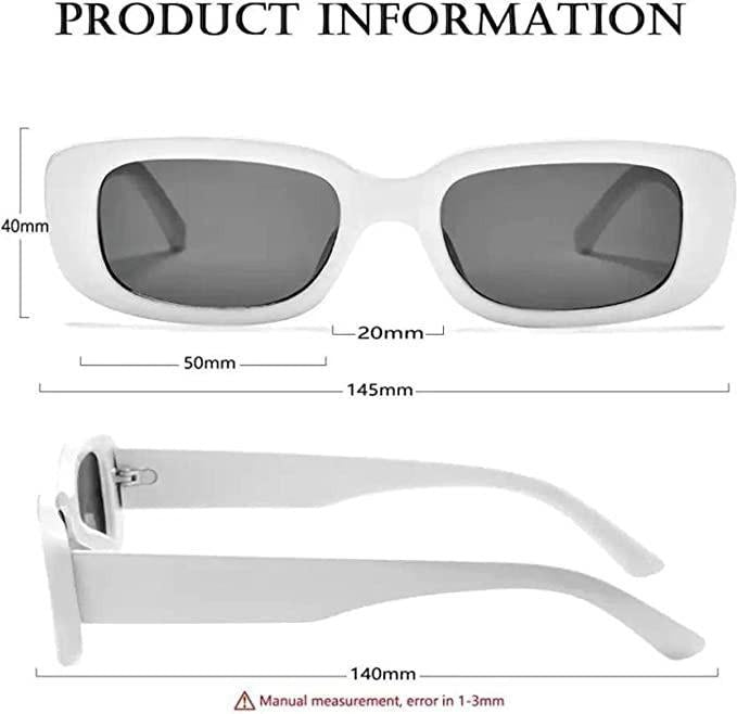 Rich Club Rectangle Sunglasses for Women Retro Driving Glasses 90?s Vintage Fashion Narrow Square Frame UV400 Protection  (White)