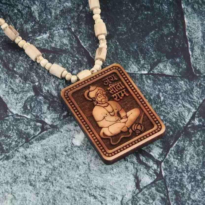 Tulsi Kanthi Mala With Hanuman Pendant for Men Wood Locket Set(Pack Of 2)