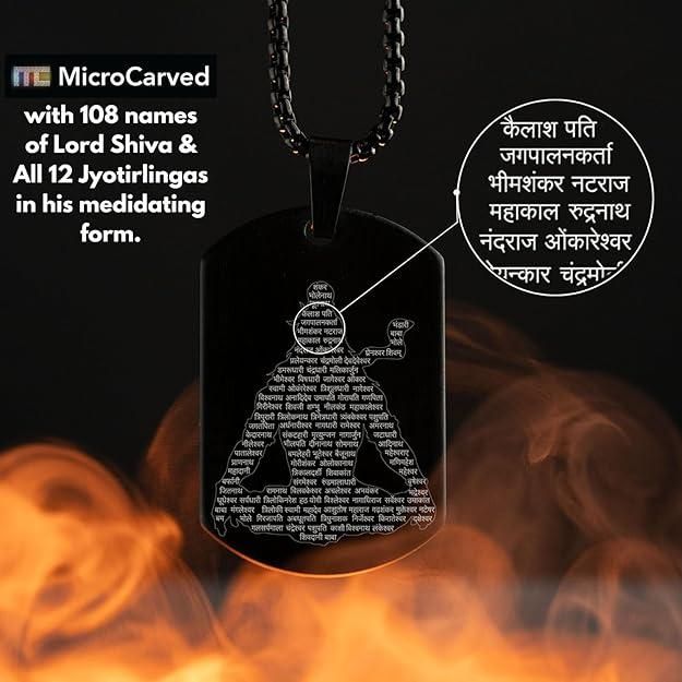 Mahadev Jyotirling Tag Stainless Steel Chain Locket For Men