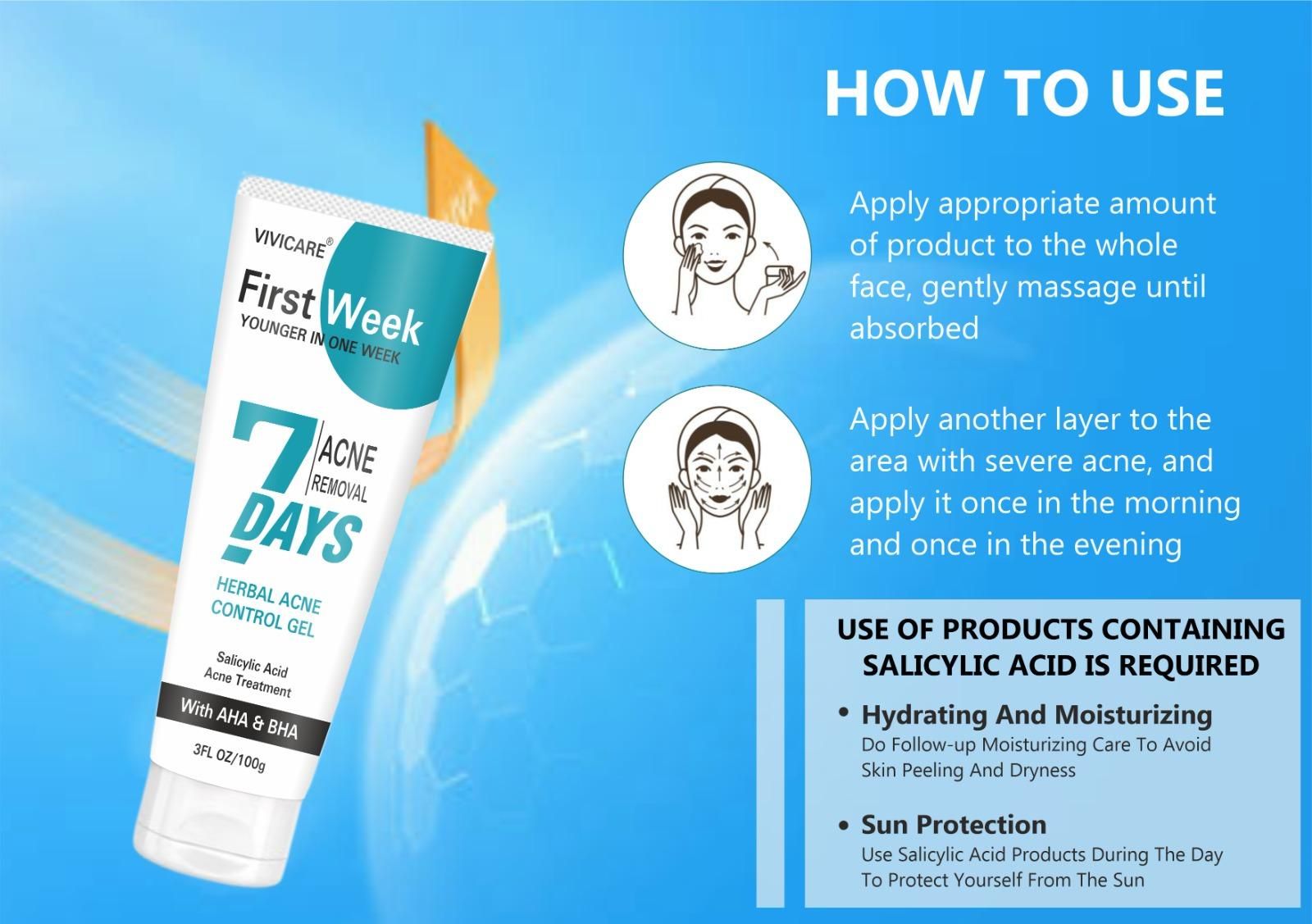 Flow week Salicylic Acid Acne Treatment Gel 30 gram ( Pack of 2)